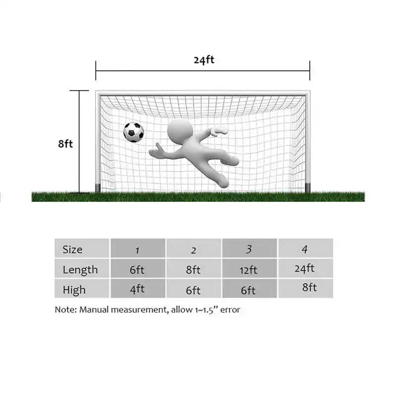 Soccer Goal Net 6X 4FT/8 X6FT/12X6FT/24X8FT Football Soccer Net Sports Replacement Soccer Goal Post Net