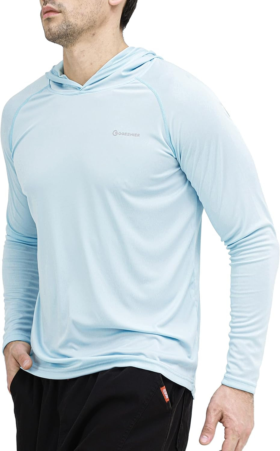 Men'S UPF 50+ Sun Protection Hoodie Outdoor Long Sleeve T-Shirt for Running, Fishing, Hiking