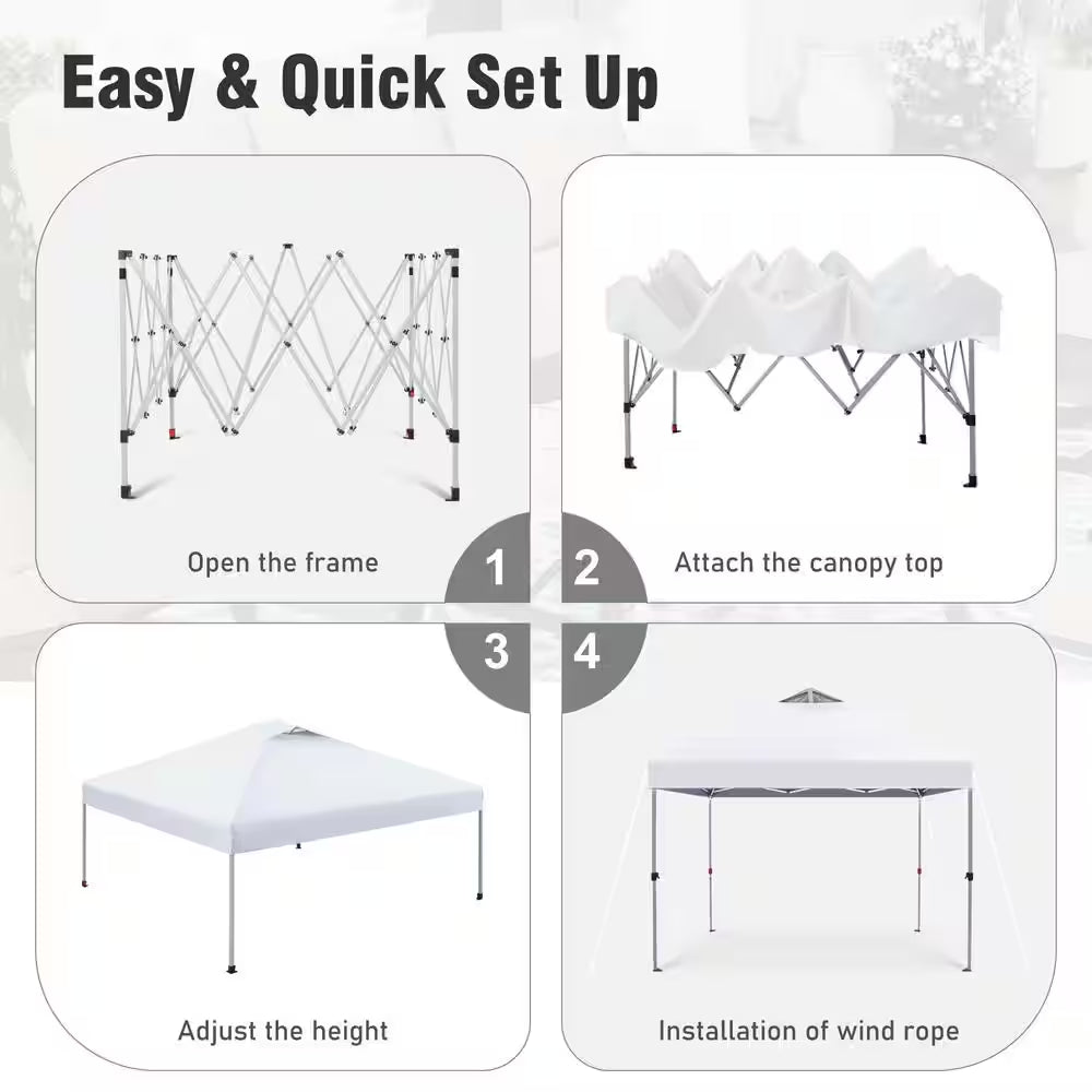 10 Ft. X 10 Ft. Instant Canopy Pop up Tent in White with Wheeled Bag