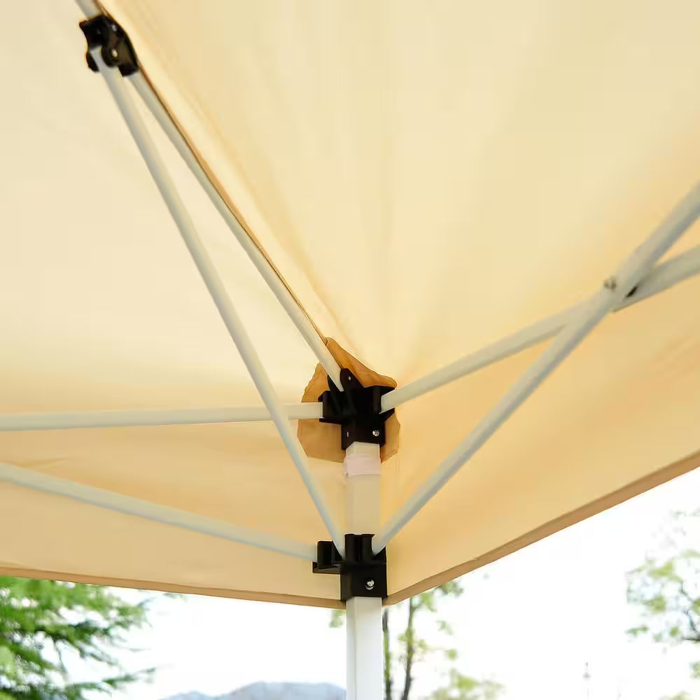 10 Ft. X 10 Ft. Easy Pop up Canopy Shade Tent with Breathable Mesh Sidewalls and Included Transport Carrying Bag, Beige