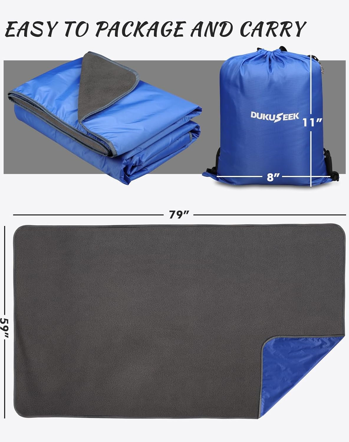 Outdoor Waterproof Stadium Blanket, XL Large (79"X 59") Hooded Stadium Blankets with Fleece,Portable,Warm outside Blankets for Cold Weather, Camping, Sports, Beach, Football, Festivals