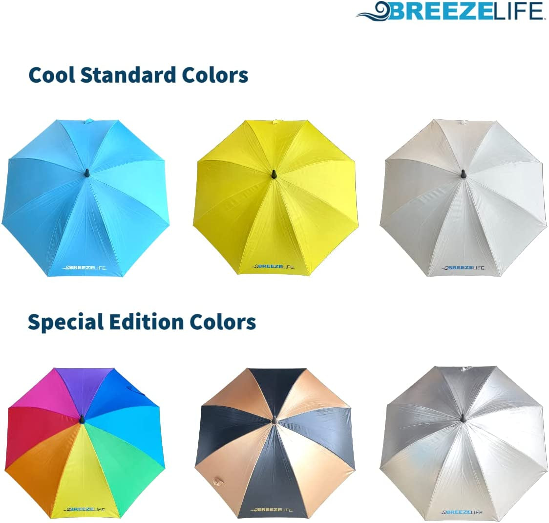 Mister Breeze, Sun Umbrella with Fan and Mister, Umbrella Mister with Built-In Fan, for Festivals, Beach and More, Blocks Harmful Sun Rays, Mist Bottle Included, Gen1 & Gen2