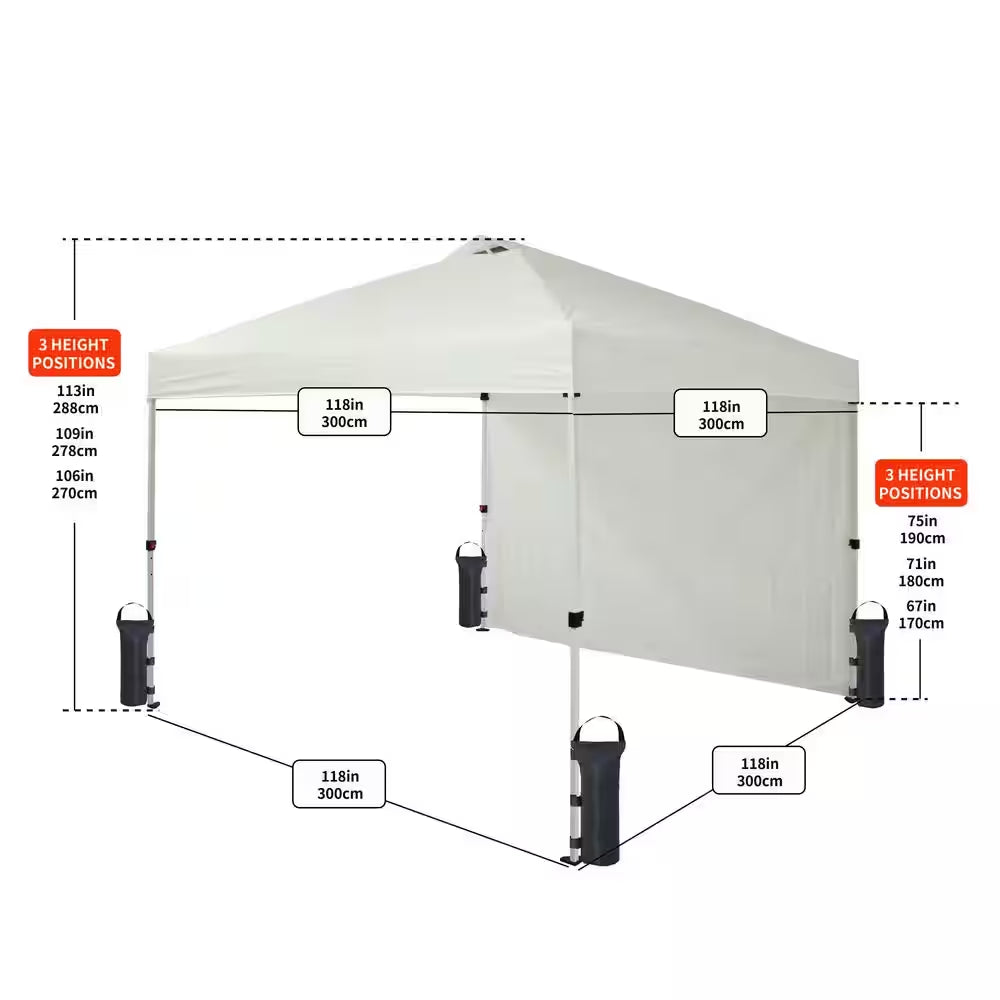 10 Ft. X 10 Ft. Commercial Instant Canopy-Pop up Tent with Wall Panel White