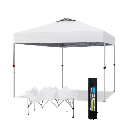 10 Ft. X 10 Ft. Instant Canopy Pop up Tent in White with Wheeled Bag