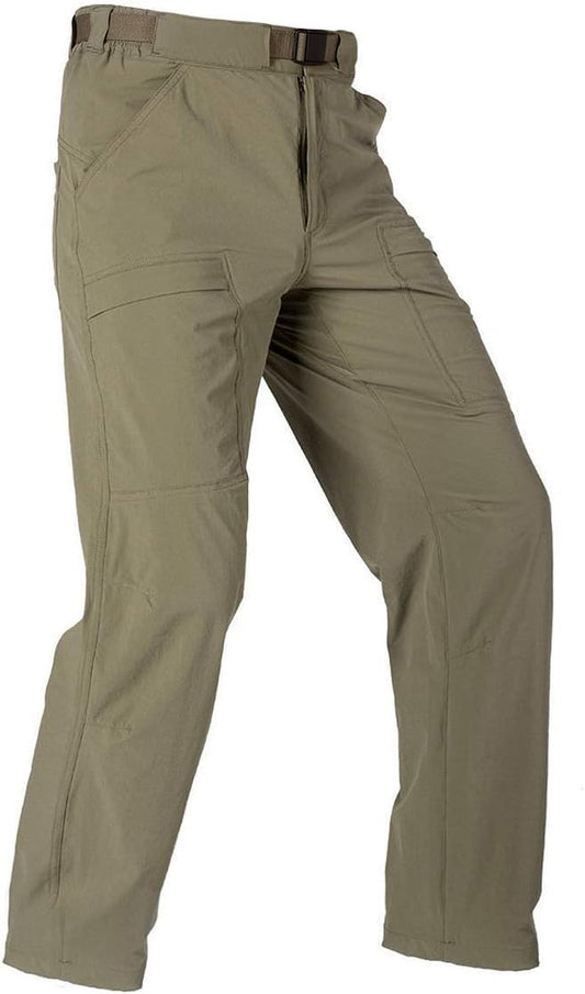 Men'S Outdoor Cargo Hiking Pants with Belt Lightweight Waterproof Quick Dry Tactical Pants Nylon Spandex