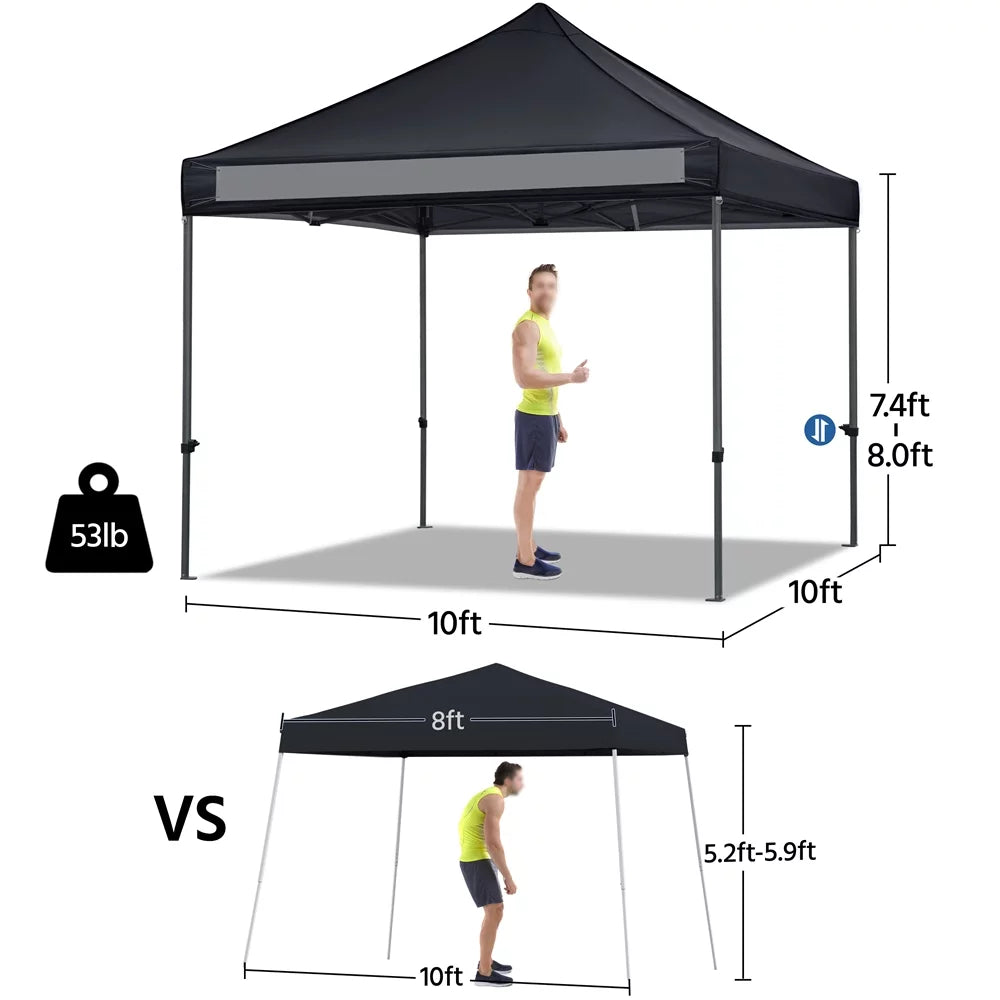 10X10Ft Outdoor Pop up Canopy Tent with Wheeled Carry Bag, Black