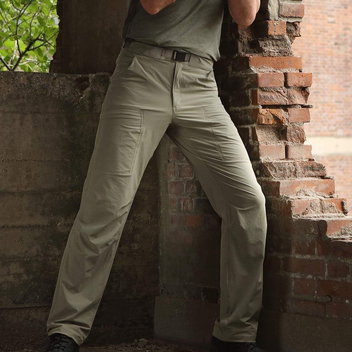 Men'S Outdoor Cargo Hiking Pants with Belt Lightweight Waterproof Quick Dry Tactical Pants Nylon Spandex