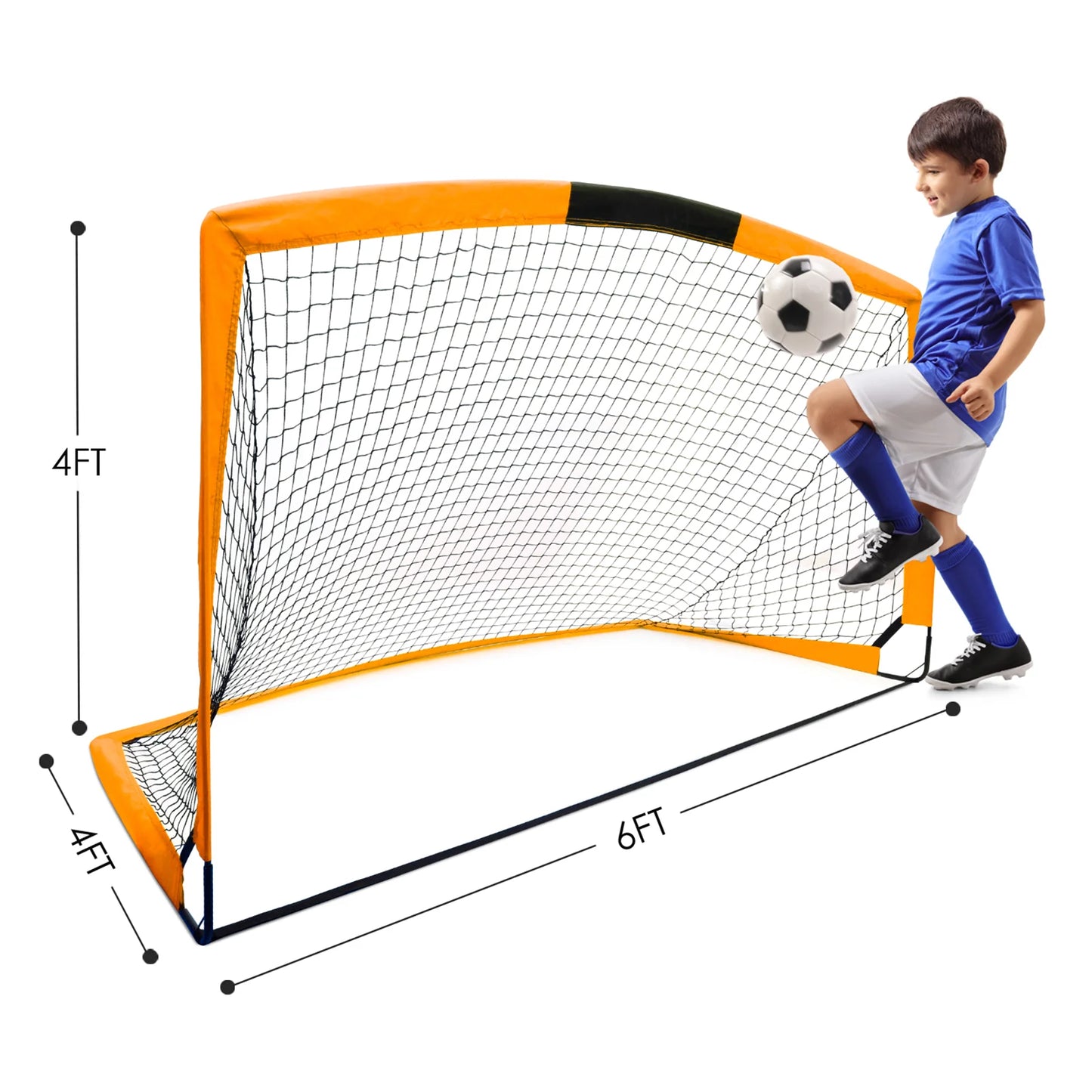 Soccer Goal 6X4 Portable Soccer Net with Carry Bag for Games and Training for Kids and Teens,Orange