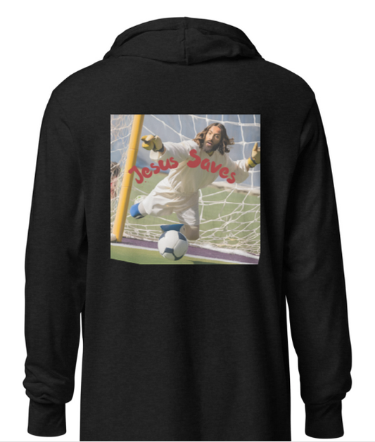 Shop Soccer Dad - Jesus Saves - Long Sleeve Hooded Tee