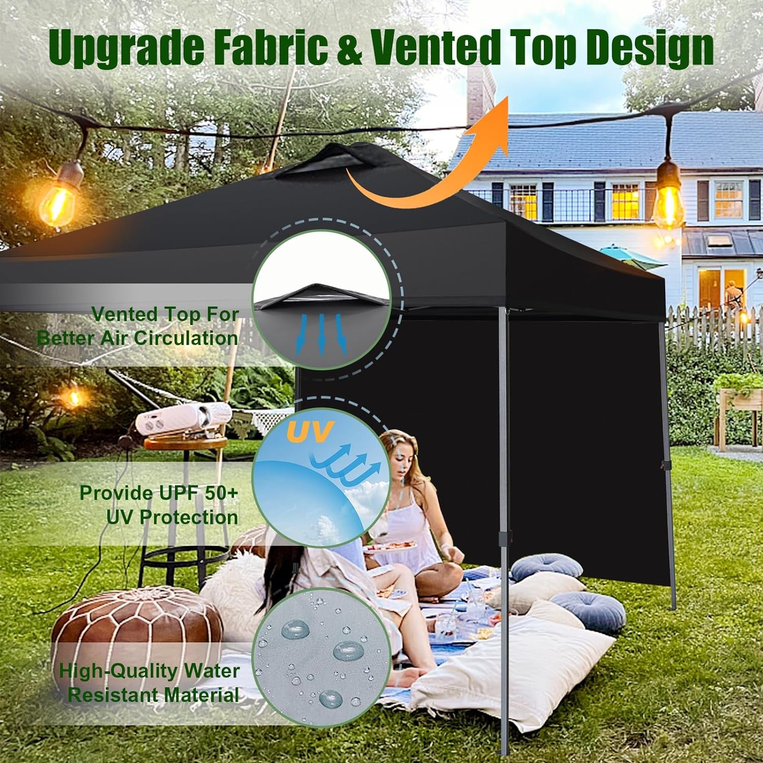 USA NOMATTER One-Person Open&Close 10X10Ft Pop up Canopy Tent,Portable Shelter Pop up Canopy for Outdoor Events with 1 Sidewall,Instant Canopies,Temporary Sunshade,Bonus 4 Sand Bags(Blue)