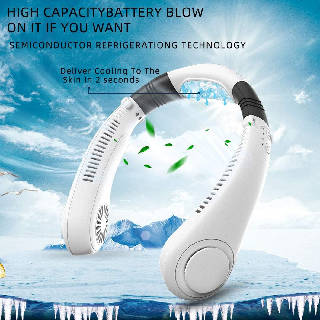 Personal Air Conditioners Neck Fan,Hands Free Bladeless Fan,Semiconductor Cooling Portable Neck Fan,4000 Man Battery Operated Wearable Personal Neck Fan,Usb Rechargeable