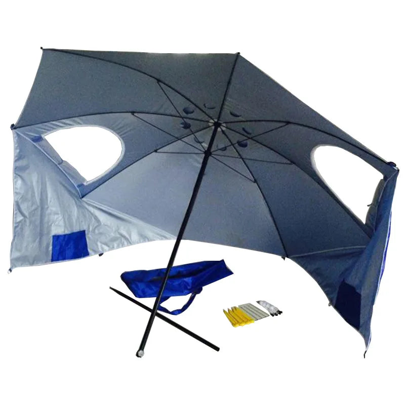 2.4M Large Beach Umbrella Tent Folding Waterproof Sun Protection Outdoor Camping Fishing Umbrella Beach Awning Parasol Rainproof