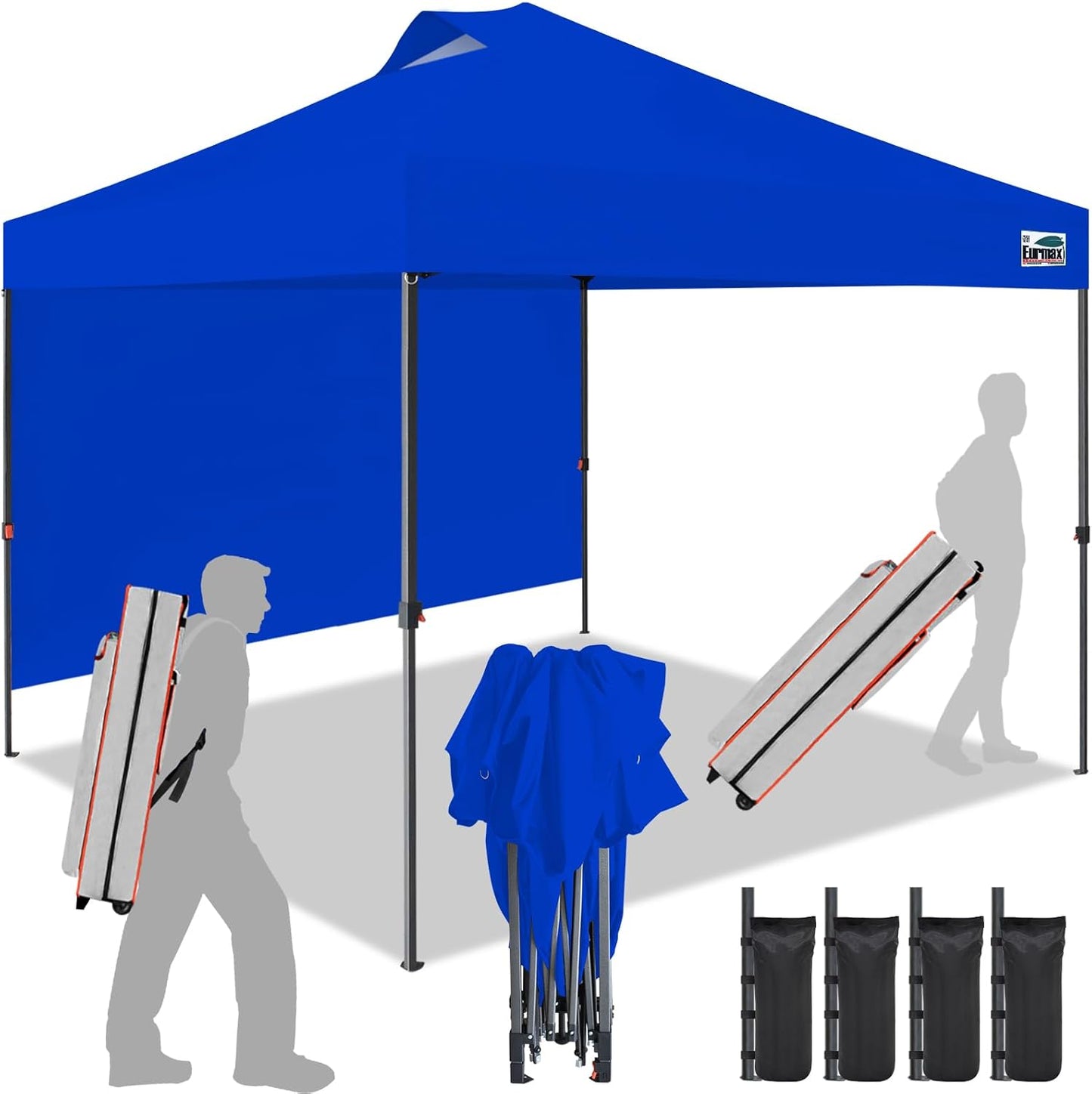 USA NOMATTER One-Person Open&Close 10X10Ft Pop up Canopy Tent,Portable Shelter Pop up Canopy for Outdoor Events with 1 Sidewall,Instant Canopies,Temporary Sunshade,Bonus 4 Sand Bags(Blue)