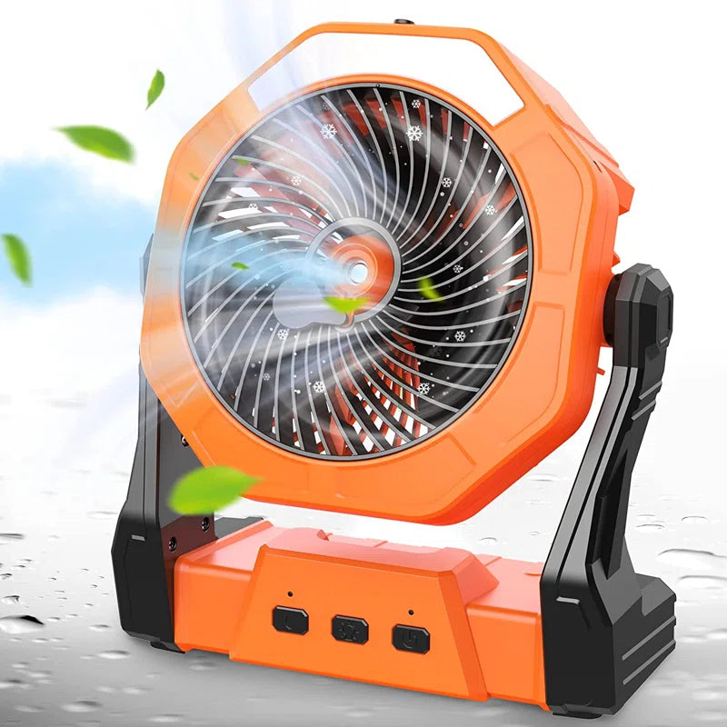 2023 Upgraded Misting Fan Camping Fan with LED Light & 250Ml Water Tank, 10000Mah Battery Operated Rechargeable Portable Fan, Outdoor Fan with Light Hook, USB Fan for Bedroom, Table, Travel, Office