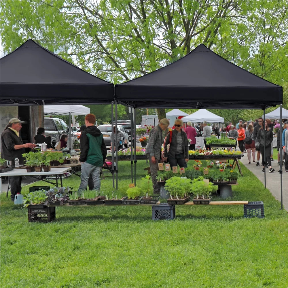 10X10Ft Outdoor Pop up Canopy Tent with Wheeled Carry Bag, Black